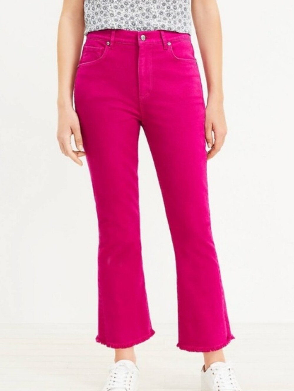 LOFT Fuschia Kick Crop Jeans